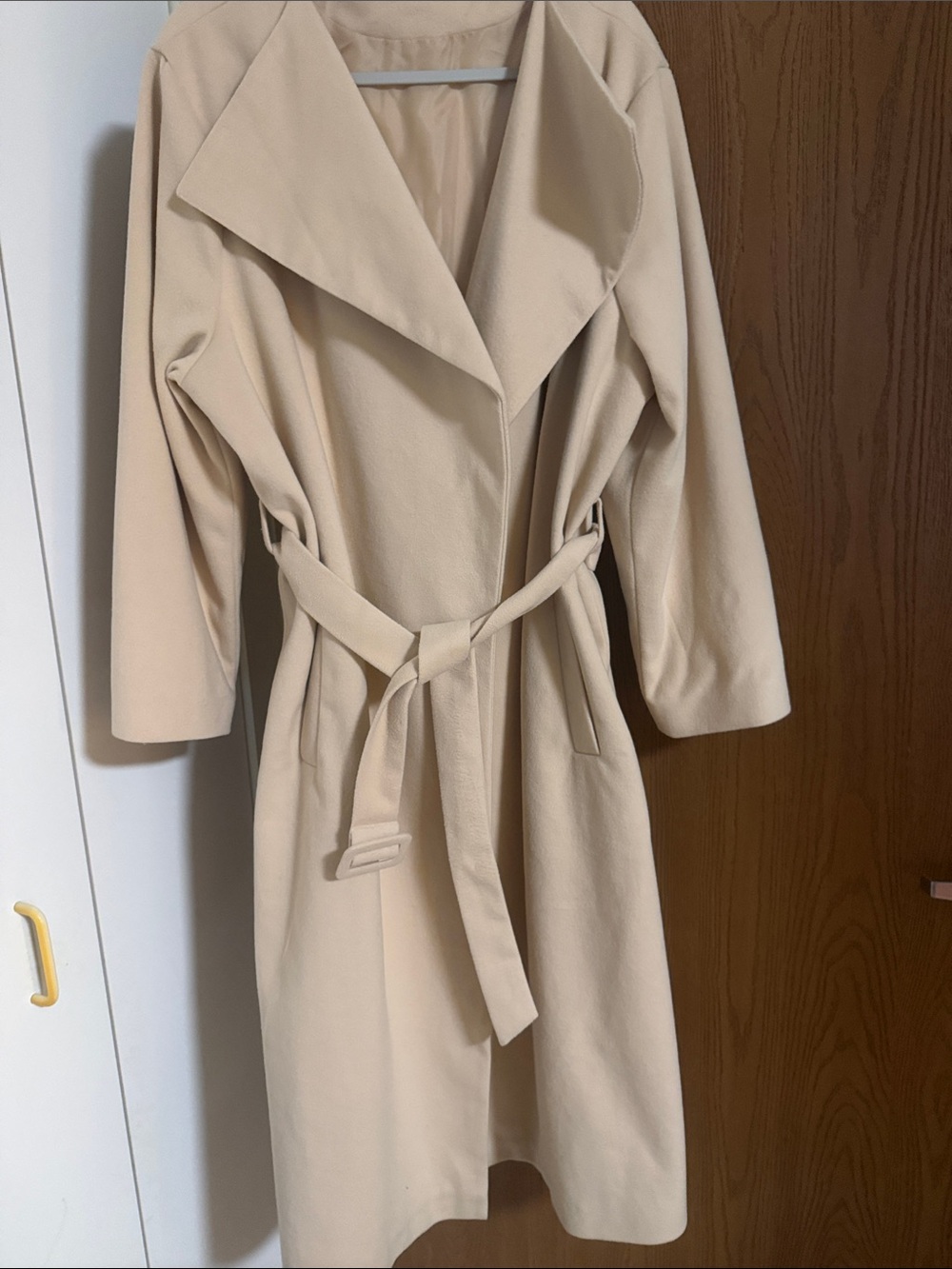 Miss guided Polyester blend Wrap Cream Coat